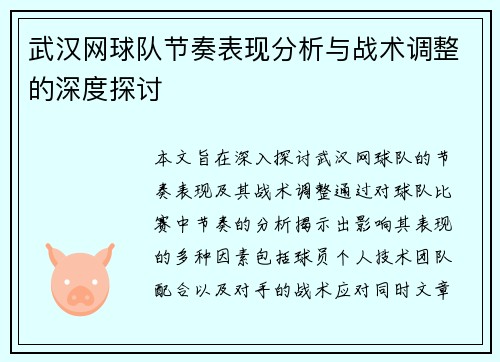 武汉网球队节奏表现分析与战术调整的深度探讨